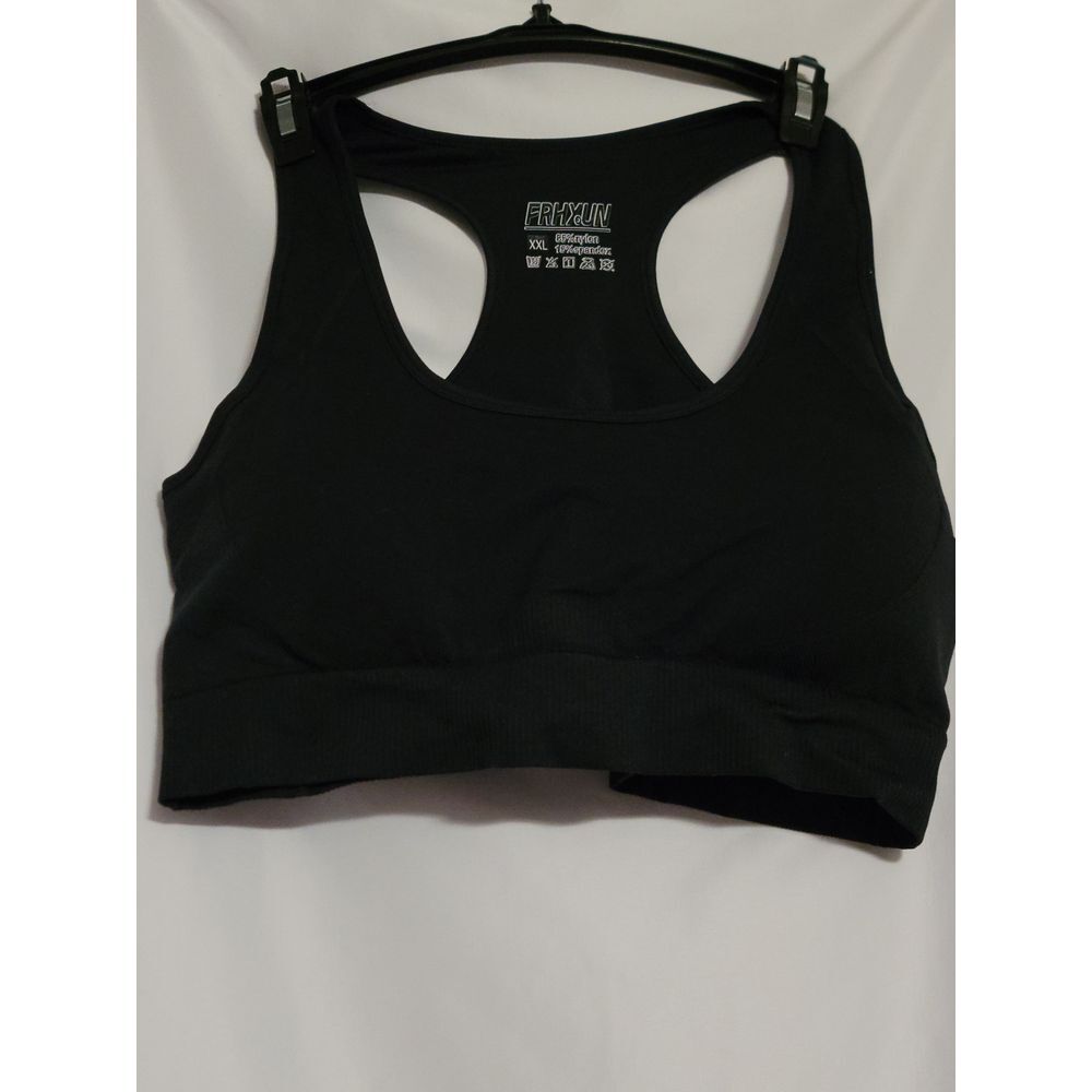 Frhxun Edgy Black Fitness Razorback Workout Tank Top Sports Bra Womens XXL